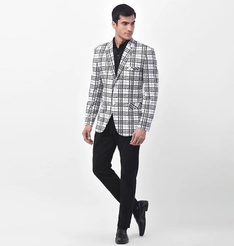 Men Checked Single-Breasted Tailored-Fit Formal Blazer